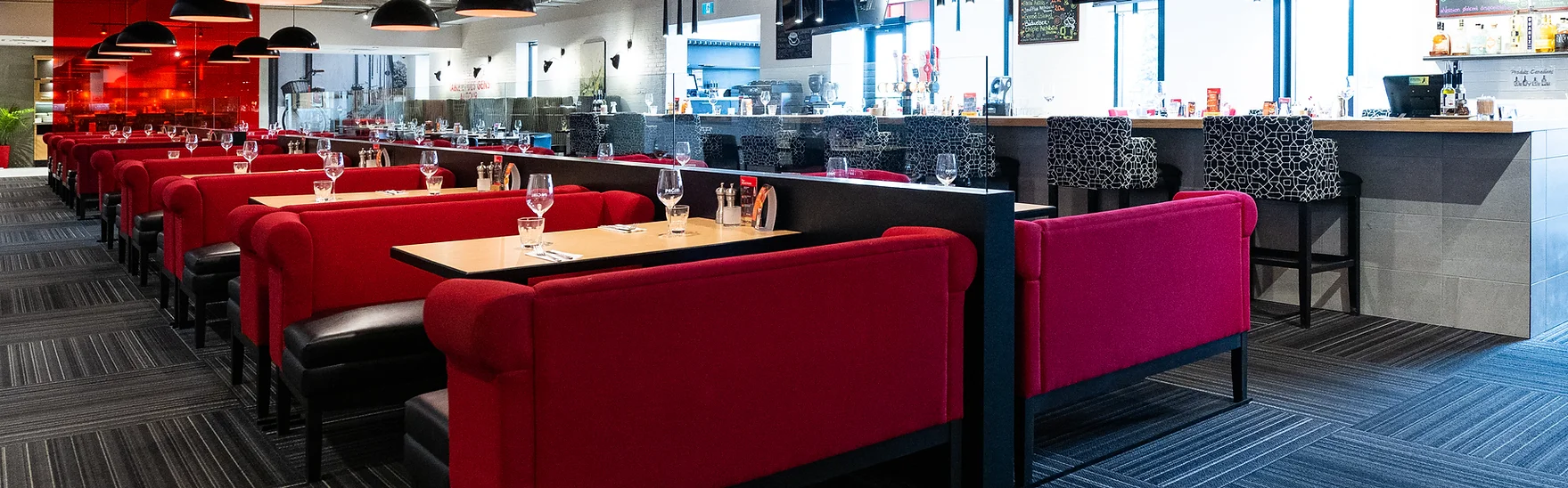 Interior view of a restaurant transformed by Protech Constructions's general contractor and interior designers.